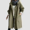thumbnail image 5 of FAOWME Women's Hooded Coat With Pockets Long Sleeve Solid Color Buttons Drawstring Mid Length Loose Comfortable Elegant Jacket For Daily Wear,Army Green,L, 5 of 5