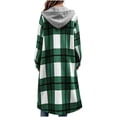 thumbnail image 4 of HappyYEE Women’s Plaid Long Jackets, Fall Flannel Full Zip Hooded Tunic Outerwear, Loose Long Sleeve Tunic Sweatshirt with Pockets, 4 of 7