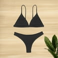 thumbnail image 2 of Womens Swimsuits Solid Color Spaghetti Strap Backless Separate Bikini Black Bathing Suits for Women L, 2 of 4