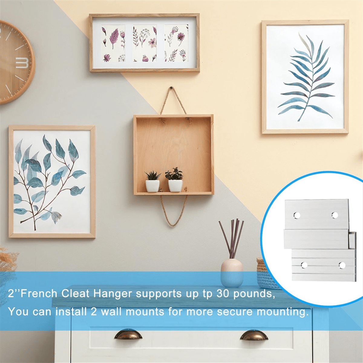 Hardware Kit for Hanging French Plywood Picture Hooks, Wall Bracket Hardware Kit Aluminum Z Bar Hangers 24 Pieces