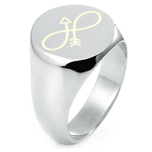 Sterling Silver Infinity Arrow Engraved Round Flat Top Polished Ring