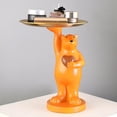 thumbnail image 3 of Escultura de oso polar con bandeja de resina para armario, mesa de comedor y hogar. Naranja, 3 of 8