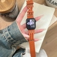 thumbnail image 4 of Leather Band Compatible with Apple Watch Band 38mm 40mm 41mm Women Men Dressy Breathable Rope Leather Strap for iWatch SE Series 9 8 7 6 5 4 3 2 1,Brown, 4 of 4