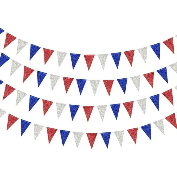 Cheerland Patriotic Triangle Flag Banner, 4th of July USA Celebration Garland, 4-Pack