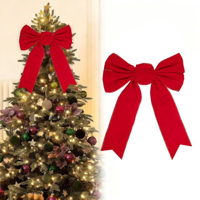 LSLJS Red Bow Red Velvet Guirlande de Noël Intérieure Décoration de Sapin de Noël Produits de Fête
