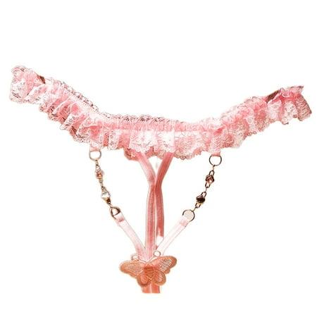 

YXGla Sexy Women Open Crotch Hollow See-through Lace G-Strings Thongs Erotic Underwear