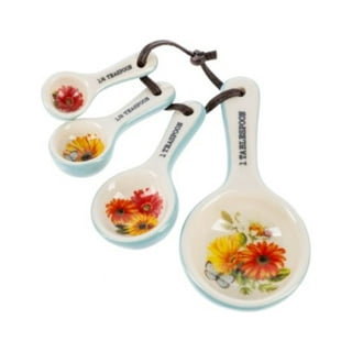 Ganz 4-Piece Measuring Spoons Set, Farmhouse Pigs with Flowers