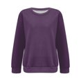thumbnail image 4 of Comdrip Crewneck Sweatshirts Women, Women's Fashion Solid Color Casual Long Sleeve Hooded Sweatshirt for Fall/Winter Sweatshirt Women Purple M, 4 of 9