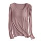 thumbnail image 2 of Pijama de manga larga para mujer, ropa de casa de color con almohadillas para el pecho, camiseta de manga larga, cómoda base para uso externo, pijama de modal de cuello redondo para mujer., 2 of 3