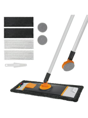 Bestnifly Microfiber Flat Mop with 4pcs Washable Pads&Scrubber, Perfect for Hardwood Dry Wet Reusable Dust Mops