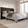 thumbnail image 2 of Home Design Medford Full Tufted Upholstered Panel Bed with Wingback Headboard and Button Tufting, Dark Brown, Easy Assembly, 2 of 5