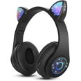 thumbnail image 1 of (Negro) Auriculares inalámbricos Bluetooth Auriculares para niños Auriculares plegables para gatos con micrófono estéreo Auriculares Bluetooth para niños para teléfono PC., 1 of 5