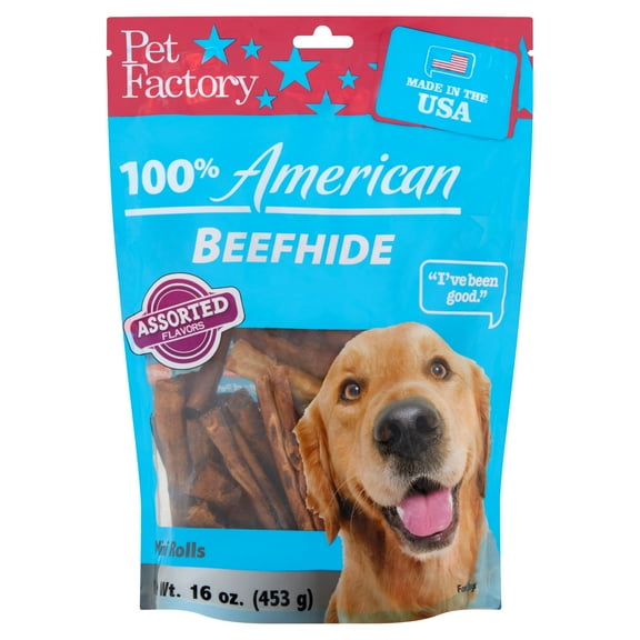 Pet Factory 100% American Beefhide Mini Rolls Dog Chews, Assorted Flavors, 16 Oz.