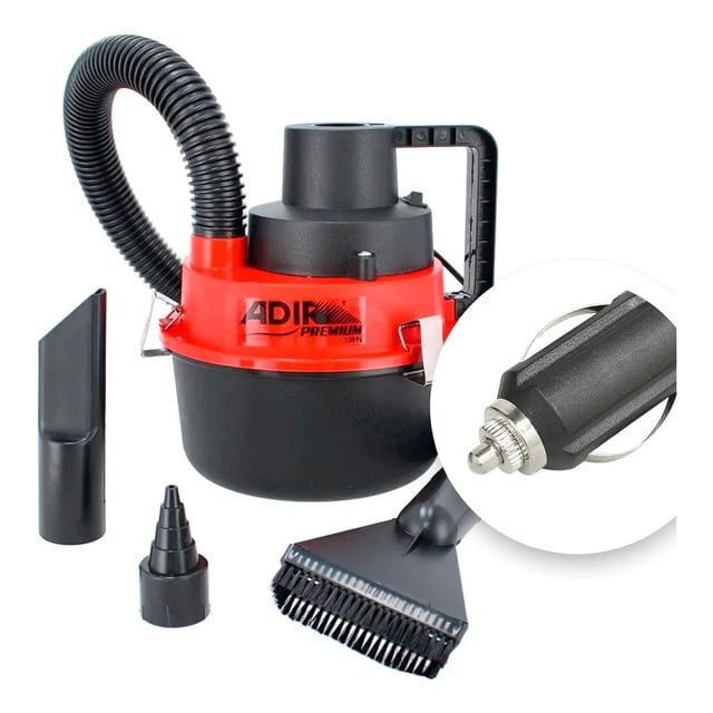 Aspiradora Para Auto 12V Portátil Adir 10596 | Potente Succión para Interiores y Tapicería | Incluye Accesorio Esquinero y Cable Largo