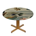 thumbnail image 3 of WYYP Ducklings, Water Lilies Round Table Cover 100% Polyester Fiber with Elastic Edge White, 3 of 8