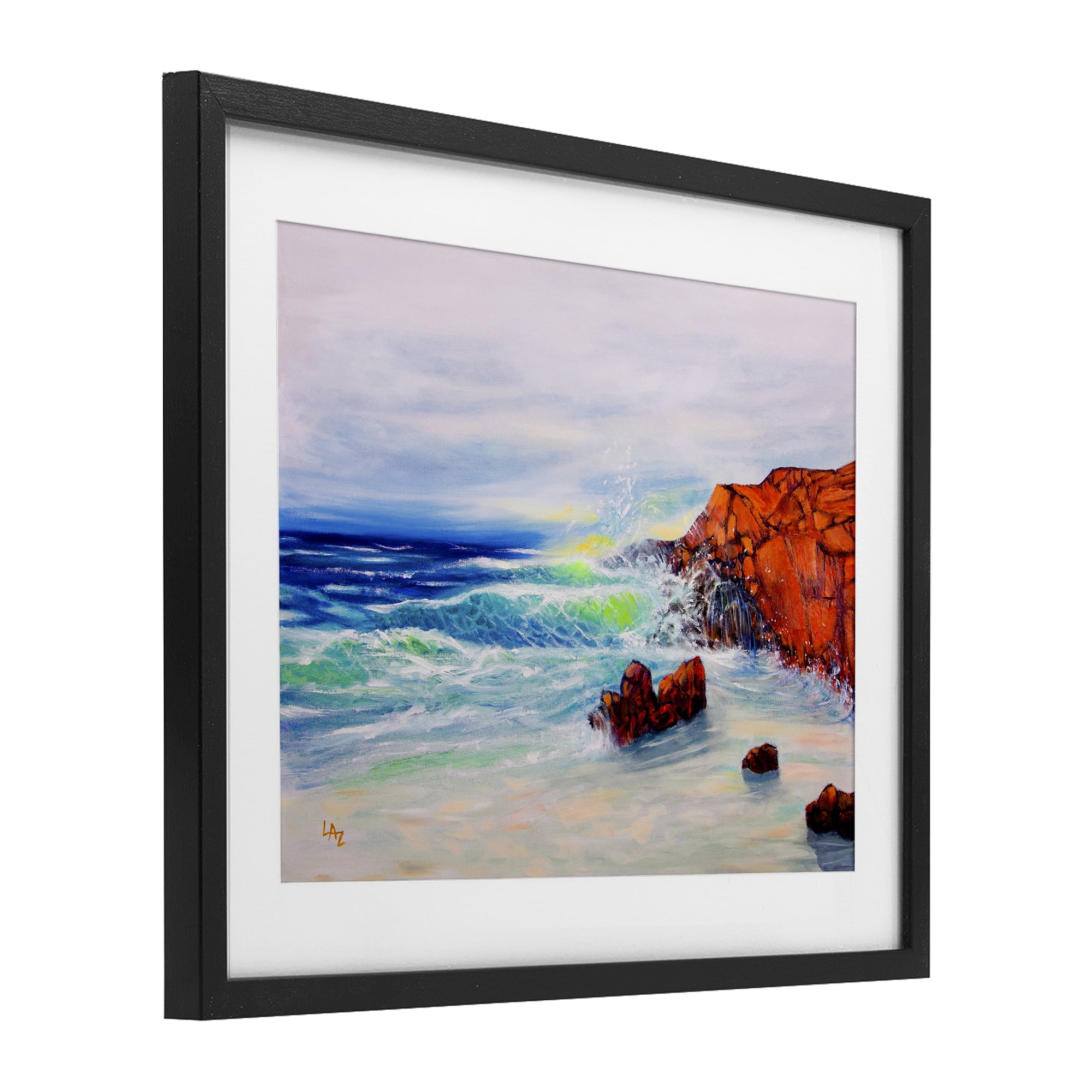 Stupell Industries Deep Blue Rocky Beach Black Framed Print Under Glass, design by Lee Ann Zirbes