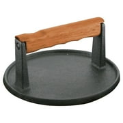 Cast Iron Grill Press Pre-Seasoned Base & Hardwood Handle Burger Press Cooks Food Evenly