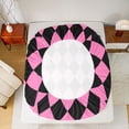 thumbnail image 5 of Homewish Abstract Geometric Plaid Bed Sheets,Modern Minimalist Style King Sheets,Pink Black Grid Sheet Set For Girls Kids,Ultra Soft Home Decor,4 Pieces, 5 of 7