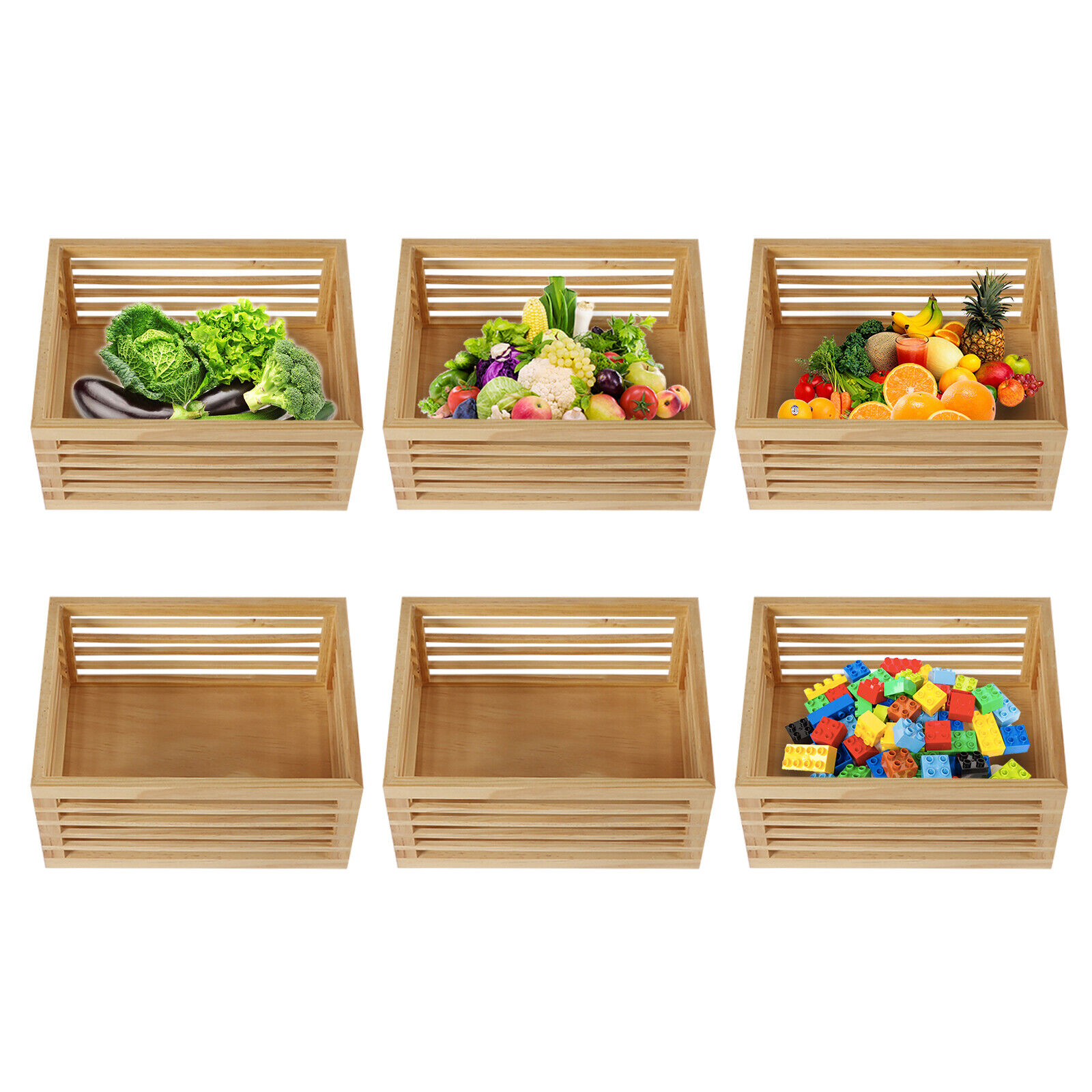 Miumaeov Bamboo Storage Bin Multipurpose Bins for Kitchen & Pantry 6