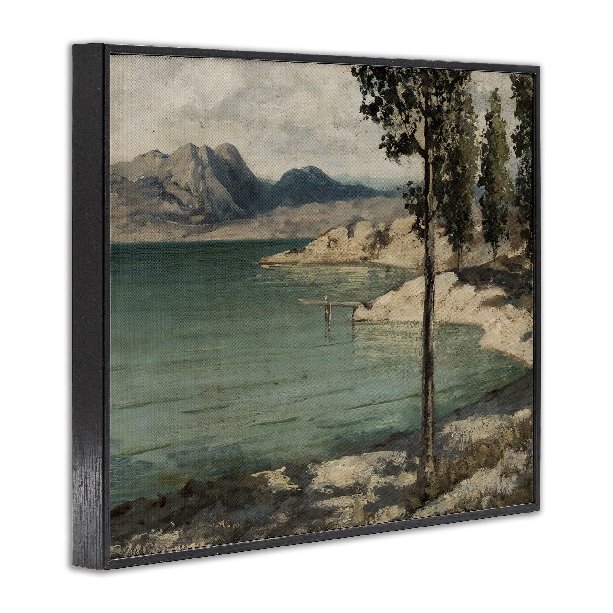 Stupell Industries Tranquil Shore with Trees Black Framed Giclee Art, design by Arlington Prints