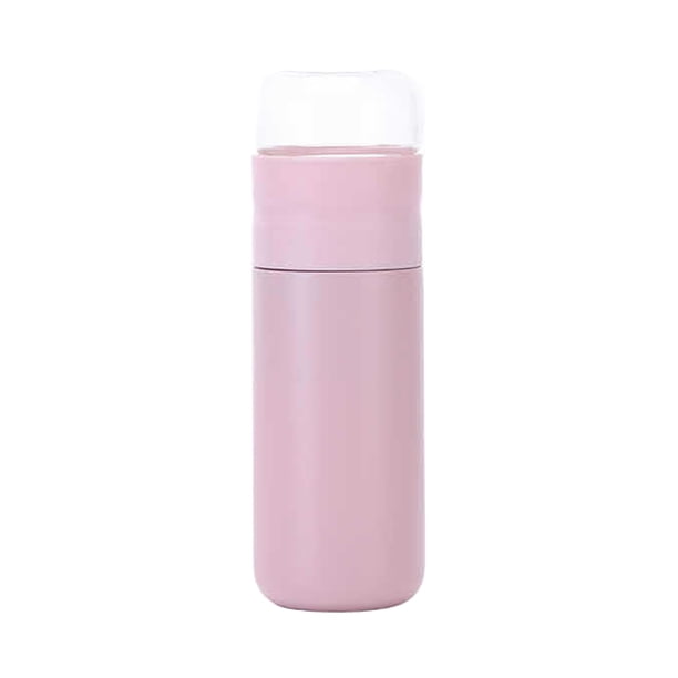 Toystoory Elegante cubierta de taza de acero inoxidable con tapa a prueba de fugas y botella con tapa para taza de té con apertura de boca ancha Teteras rosa
