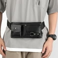 thumbnail image 6 of Wuztai Men's Crossbody Waist Bag 24x13x3cm, Multi-Pocket PU Leather Chest Bag for Travel Commuting, Mobile Phone Waist Pack, 6 of 6