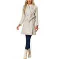 thumbnail image 2 of INSPIRE CHIC Women Vintage Belted Coat for Women's Stand Collar Winter Outwear Coats L Beige, 2 of 6