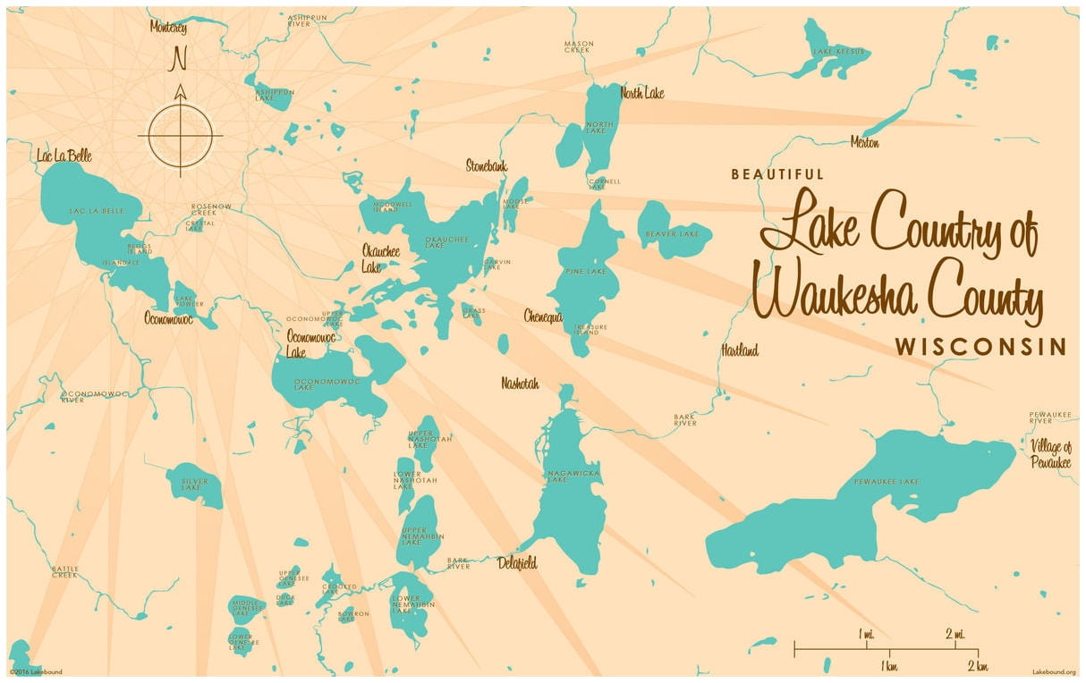 Bird Lake Vintage-Inspired Lake Map Print Wisconsin Custom Wall Art.