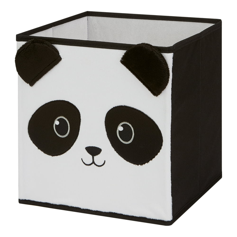 Mainstays Kids Fabric 10.5" x 10.5" x 11" Collapsible Panda Storage Bin