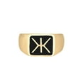 thumbnail image 2 of KUZZOI Men's Enamel Inlay Plate Signet Ring with Logo Silver 18K Gold Plated, 2 of 6