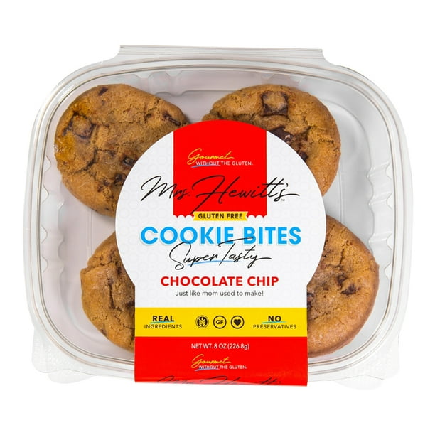 (2 Pack) Mrs. Hewitts Chocolate Chip Cookie Bites, Gluten Free, Kosher Dairy, Peanut Free, All