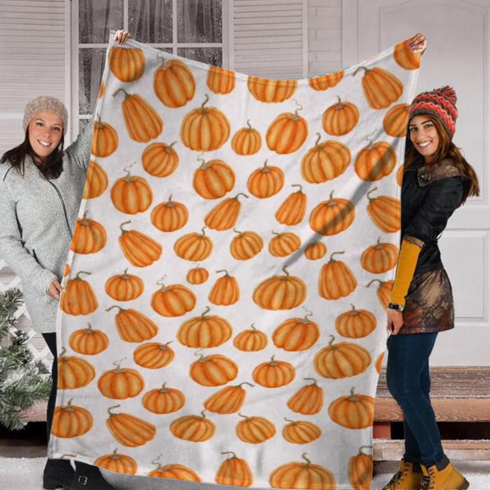 Tupukom Fall Blanket Pumpkin Fall Throw Blanket Pumpkin Branches Soft Fall Throw Carpet Thanksgiving Fuzzy Picnic Carpet for Room Bed Chair Outdoor