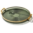 thumbnail image 2 of Decorative Tray for Coffee Table, Modern Round Serving Tray with Handles, Plastic Tea Tray for Bathroom Decor - green, 2 of 5