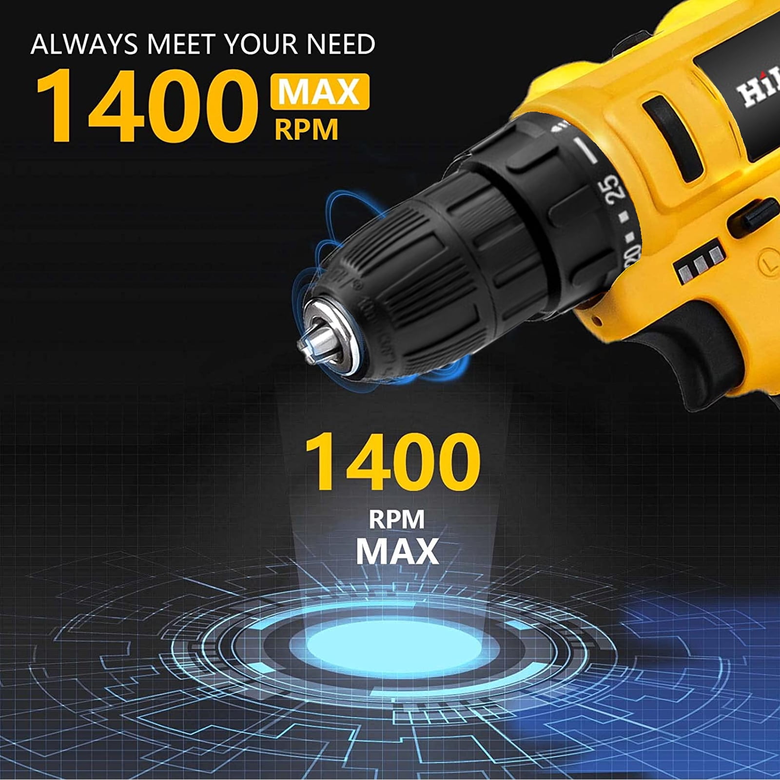 HiLDA 12V Cordless Drill with 21 Pcs Drill Set, 1300mAh Lithium