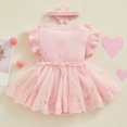 thumbnail image 5 of Riecok Baby Girl Infant 1st Birthday Princess Romper Dress Mesh Skirt 3D Flower Applique Ruffle Sleeve Occasion Dressy Pink 0 M, 5 of 8