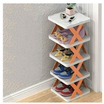 Topboutique 5-Layers Folding Shoe Cabinet,Folding Simple Multi-Layer Shoe Rack, Adjustable Shoe Rack Home Balcony Flower Rack Living Room Storage Rack for Dormitory Bedroom,Orange