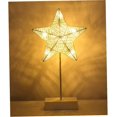 thumbnail image 2 of Lámpara de mesa, lámpara de escritorio con luz en forma de estrella, lámpara decorativa LED, marco de hierro enrollado, base de plástico (1 unidad, blanco), 2 of 5