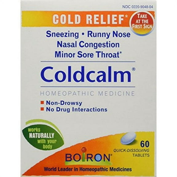 Boiron Coldcalm Non-Drowsy Homeopathic Medication Nasal Congestion, 60 ct