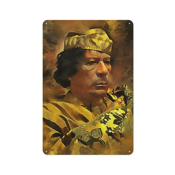 Leader of Libya Muammar Gaddafi Hanging Picture Tin Hanging Picture Wall Poster Metal Painting Creativity Poster Home Decor Painting Anime Goods Gift 30x20cm