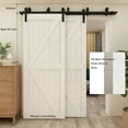 thumbnail image 2 of CCJH 7FT Bypass Double Door Matte Black Steel Barn Door Hardware Kit 2 Pieces, 2 of 8