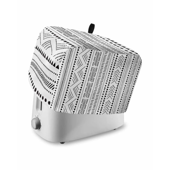 Abstract Toaster Cover 4 Slice, Boho Style Black Abstract Geometric Bread Maker Cover Toaster Dust Cover with Pockets, Dust-Proof Cover for Kitchen Small Appliance 12x11x8in