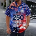 thumbnail image 2 of CONZONE 250 Anniversary Usa Mens Buttons Down Shirts Short Sleeve Independence Day Shirts for Men Trendy Patriotic Usa Letter Graphic Lapel Soft Lightweight Tops, 2 of 5