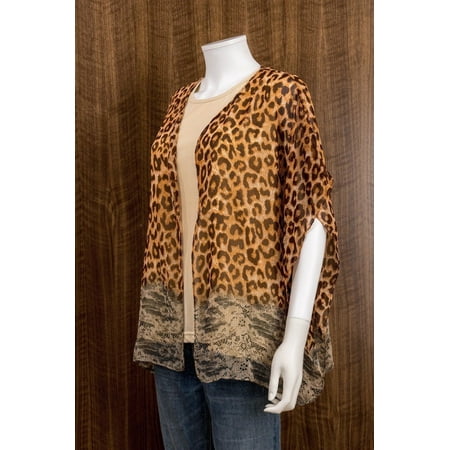- SALON STUDIO Size L Womens 2pc Panther Spots Sheer Blouse Tank Top