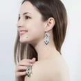 thumbnail image 4 of Blue CZ Women Long Tassel Dangle Drop Chandelier Earrings Silver Plated Jewelry, 4 of 9