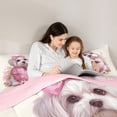 thumbnail image 4 of Homewish Cute Maltese Animal Twin Comforter Sets,Pink Bow Heart Bedding Set,Daisy Floral Decor,Pink Reversible,2-Piece,1 Comforter and 1 Pillowcase, 4 of 7