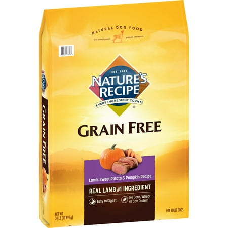 Nature's Recipe Grain Free Easy to Digest Lamb, Sweet Potato, & Pumpkin Recipe Dry Dog Food, 24-Pound Bag