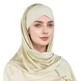 thumbnail image 3 of Riforla Head Scarf with Layer Tie Front and Integrated Cap Soft and Breathable for Daily Wear Beige, 3 of 3