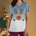 thumbnail image 1 of LSLJS Christmas Blouse de Noël à Manches Courtes Col en V avec Poches Imprimées pour Femmes, Scrub Tops, 1 of 5