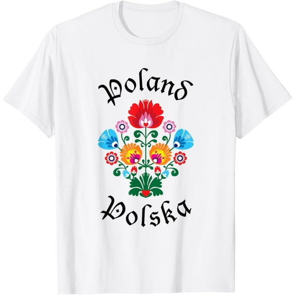 POLAND | Folk Art Flowers WYCINANKI Polska, Polish Day Fest T-ShirtMen and women, Black T-shirt, size: Extra large S-4XL
