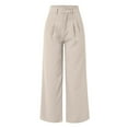 thumbnail image 4 of Sngxgn Women's Casual Elastic Waist Comfy Wide Leg Pants with Pockets(Beige,L), 4 of 4